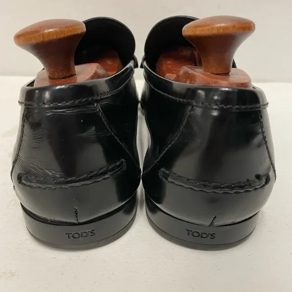 Tod's Made in Italy Glossy Leather Penny Loafer in Black Size 11.5 : 12 1/2 $695