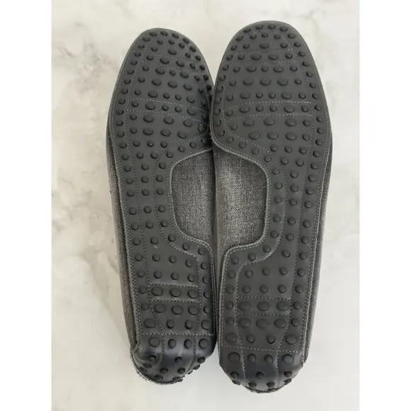 Tod’s New Gommini Gray Denim Driving Shoes Loafers Size 10.5 US / 9.5 UK