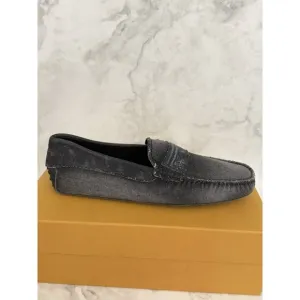 Tod’s New Gommini Gray Denim Driving Shoes Loafers Size 10.5 US / 9.5 UK