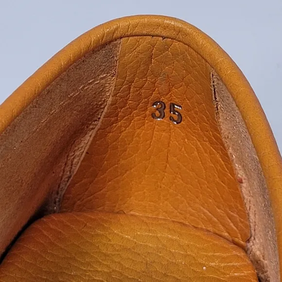 Tod's Orange Leather Penny Slip On Loafers Size  35