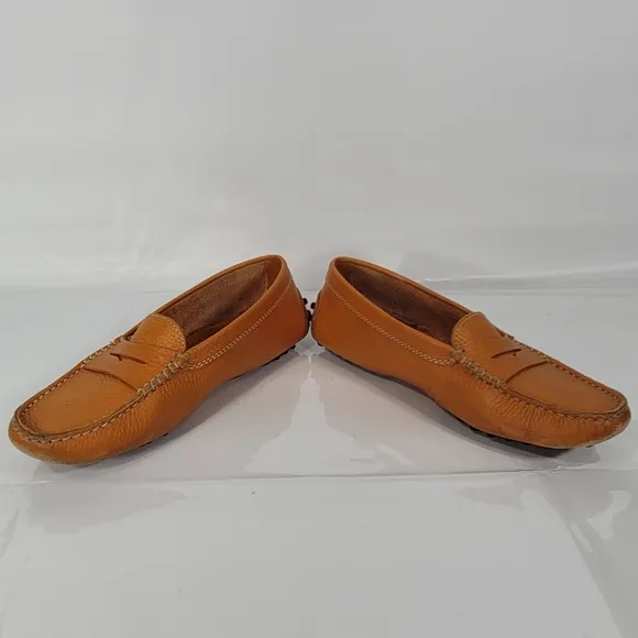 Tod's Orange Leather Penny Slip On Loafers Size  35