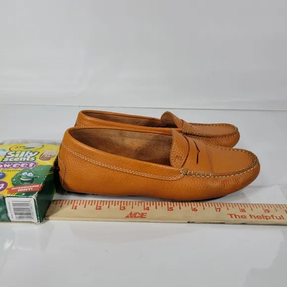 Tod's Orange Leather Penny Slip On Loafers Size  35
