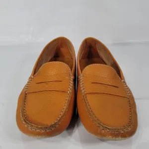 Tod's Orange Leather Penny Slip On Loafers Size  35