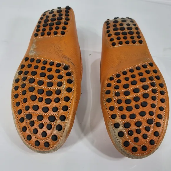 Tod's Orange Leather Penny Slip On Loafers Size  35