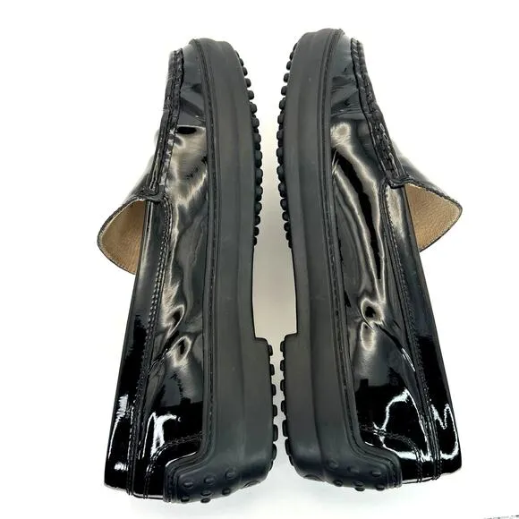 Tod's Patent Leather Loafers Black Slip On Vibram Sole Driving Moccasin Women 7
