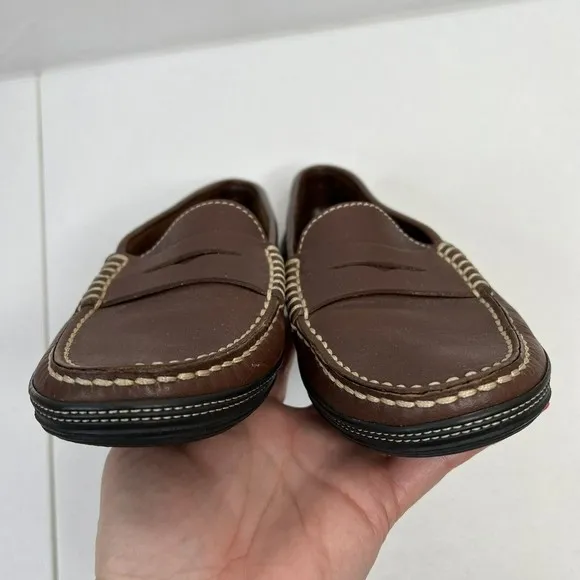 TODS Penny Loafers Size 7.5 Leather Driving Moccasins Dark Brown Slip On Flat