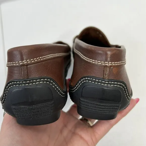 TODS Penny Loafers Size 7.5 Leather Driving Moccasins Dark Brown Slip On Flat
