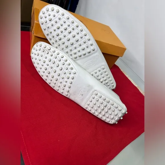 Tod’s white Leather Slip On Driver Loafers Tods Driving Shoe