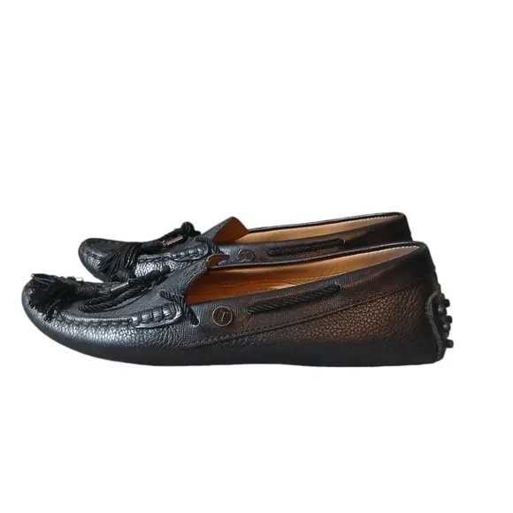 Tod's Women's Black Leather Loafers Driving Moccasins size 6.5