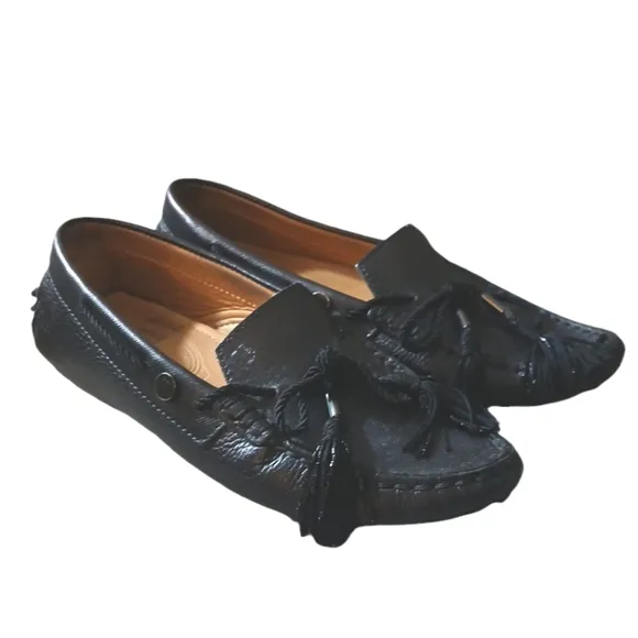 Tod's Women's Black Leather Loafers Driving Moccasins size 6.5