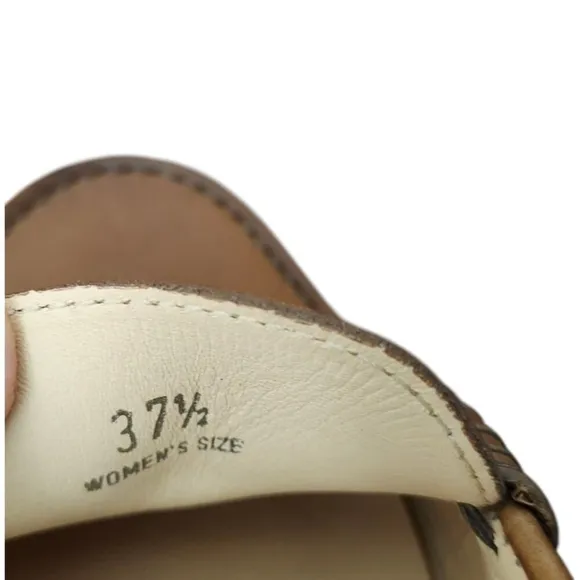 TOD’S Women's  Driving Loafers Brown Size EU 37.5US 7.5 Silver Hardware Slip-on.