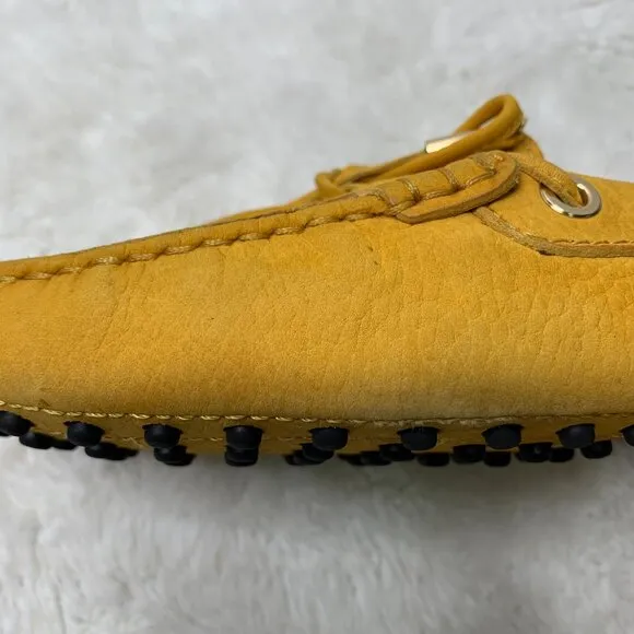 TOD'S Women's Mustard Yellow Suede Slip On Driving Loafers Shoes Size 40