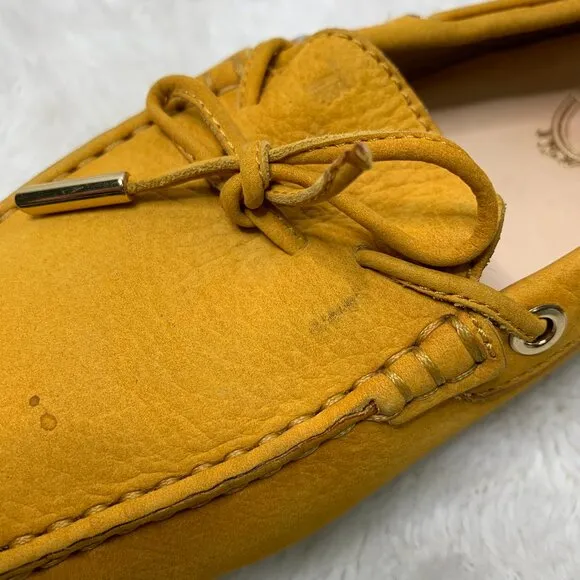 TOD'S Women's Mustard Yellow Suede Slip On Driving Loafers Shoes Size 40