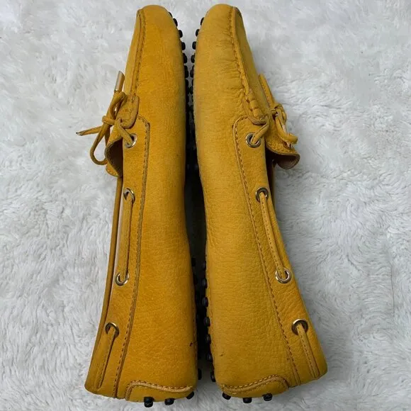 TOD'S Women's Mustard Yellow Suede Slip On Driving Loafers Shoes Size 40