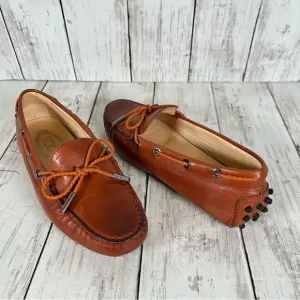 Tod's Women’s Brown Leather Gommino Bow Slip On Driving Loafers Size 34 PRISTINE