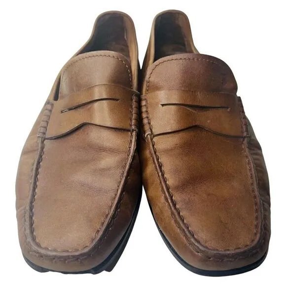 Tod’s Mens Italian Leather Brown Penny Loafers Size 8.5