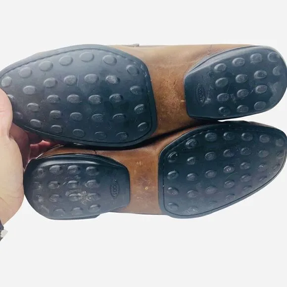 Tod’s Mens Italian Leather Brown Penny Loafers Size 8.5