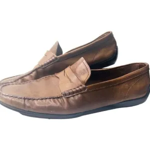 Tod’s Mens Italian Leather Brown Penny Loafers Size 8.5