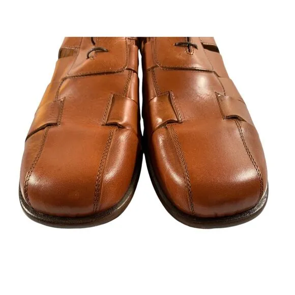 Tommy Bahama Alpacca Men's size 12 M Brown Leather Lace Up Boat Sandals Italy