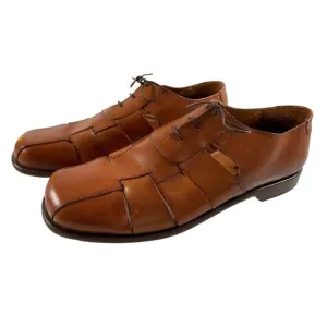 Tommy Bahama Alpacca Men's size 12 M Brown Leather Lace Up Boat Sandals Italy