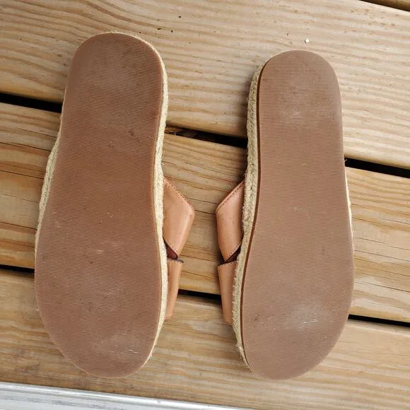 Tommy Bahama H Slide Leather Sandals Espadrilles Brown Tan Men's Size 10 D