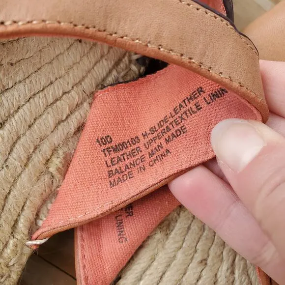 Tommy Bahama H Slide Leather Sandals Espadrilles Brown Tan Men's Size 10 D