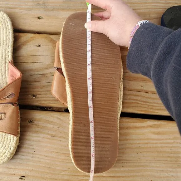 Tommy Bahama H Slide Leather Sandals Espadrilles Brown Tan Men's Size 10 D