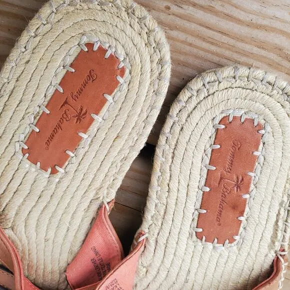 Tommy Bahama H Slide Leather Sandals Espadrilles Brown Tan Men's Size 10 D