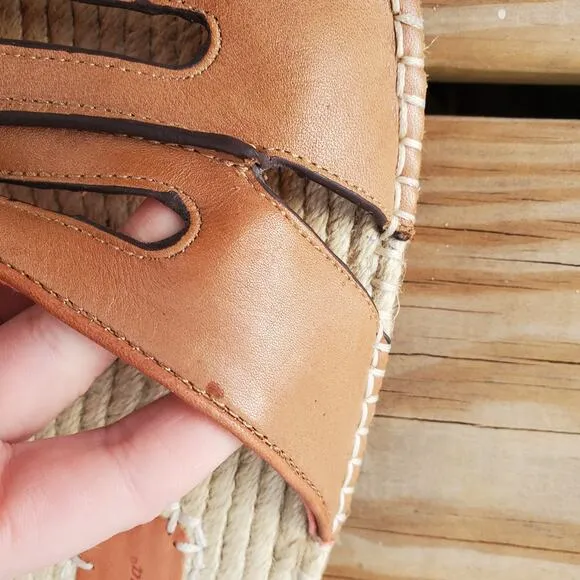 Tommy Bahama H Slide Leather Sandals Espadrilles Brown Tan Men's Size 10 D