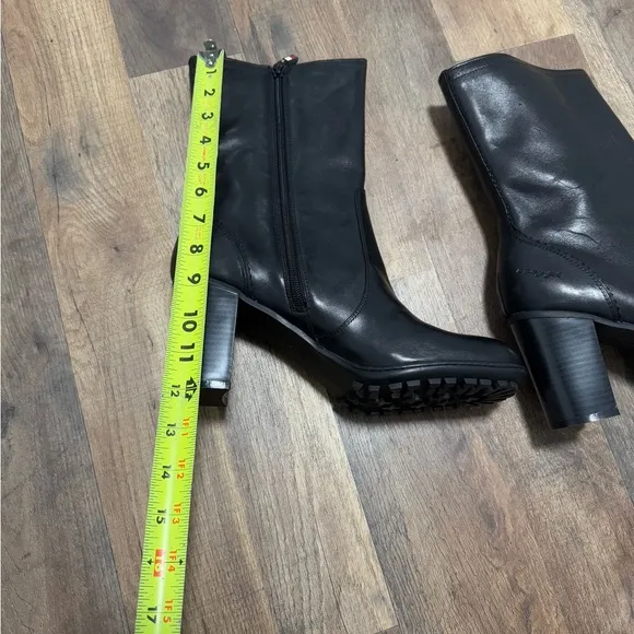 Tommy Hilfiger, Tommy Girl Black Mid Calf Stacked Heel Boots NWT Size 10