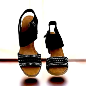 TOMS Majorca Black Open Toe Heel Sandals