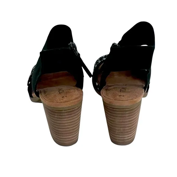 TOMS Majorca Black Open Toe Heel Sandals