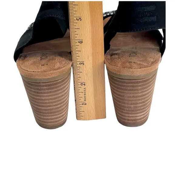 TOMS Majorca Black Open Toe Heel Sandals