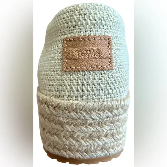 TOMS Valencia Sparkly Metallic Crochet Platform Espadrilles In Cream Sz 9.5✨NIB✨