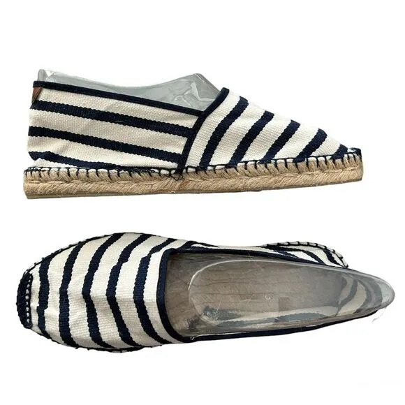 Toni Pons Blue Striped Canvas Classic Jute Flat Espadrille Unisex Size 9 New!