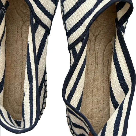 Toni Pons Blue Striped Canvas Classic Jute Flat Espadrille Unisex Size 9 New!