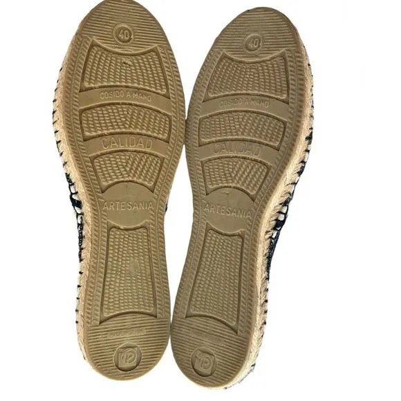 Toni Pons Blue Striped Canvas Classic Jute Flat Espadrille Unisex Size 9 New!
