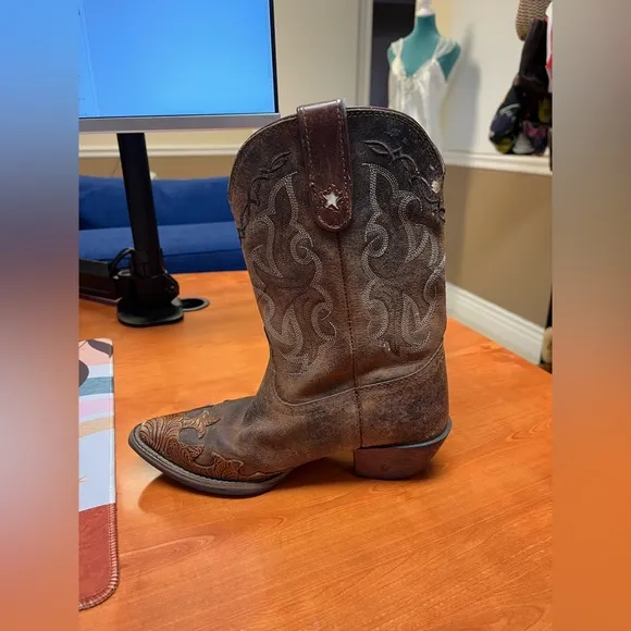 Tony Lama Kids Vaquero Brown Leather Western Boots - Size 1.5 D Mid calf