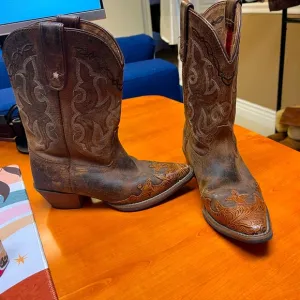 Tony Lama Kids Vaquero Brown Leather Western Boots - Size 1.5 D Mid calf