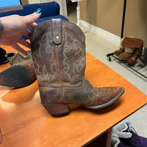 Tony Lama Kids Vaquero Brown Leather Western Boots - Size 1.5 D Mid calf