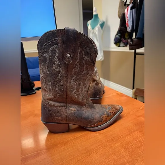 Tony Lama Kids Vaquero Brown Leather Western Boots - Size 1.5 D Mid calf