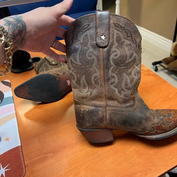 Tony Lama Kids Vaquero Brown Leather Western Boots - Size 1.5 D Mid calf