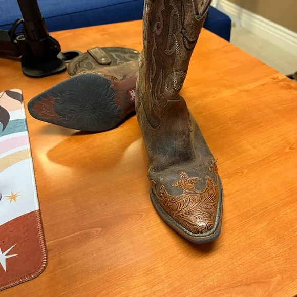 Tony Lama Kids Vaquero Brown Leather Western Boots - Size 1.5 D Mid calf