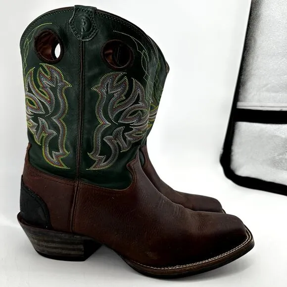 Tony Lama Mustang Buckaroo Boots Mid Calf Leather K Narrow Toe Brown Green 13B