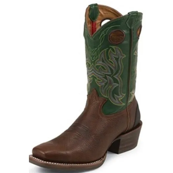 Tony Lama Mustang Buckaroo Boots Mid Calf Leather K Narrow Toe Brown Green 13B
