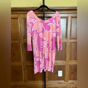 Tori Richard Dress Cropped Sleeves Pink Size M