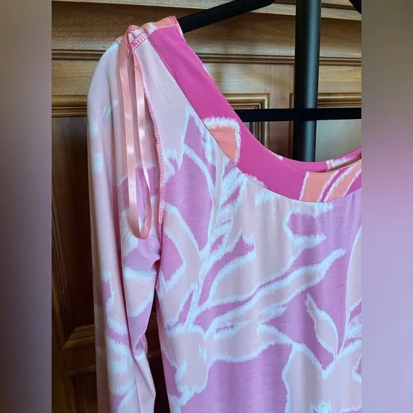 Tori Richard Dress Cropped Sleeves Pink Size M