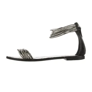 Tory Burch Black and White Sandals with Ankle Strap