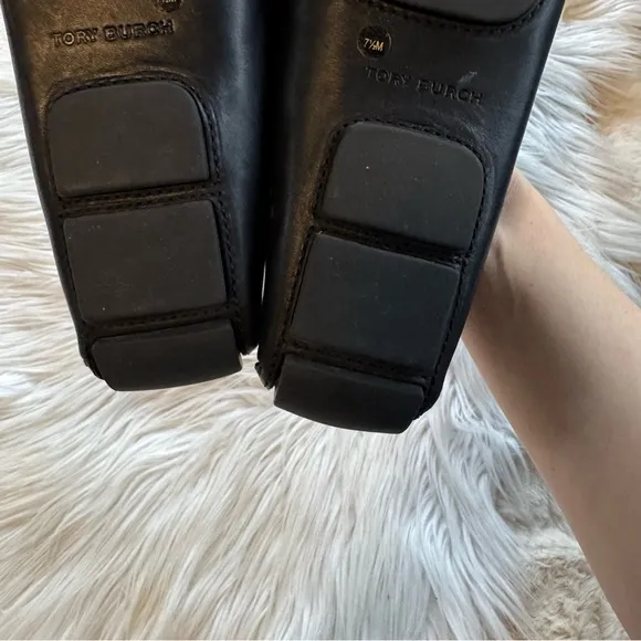 Tory Burch Black Perforated Driving mocassions loafers