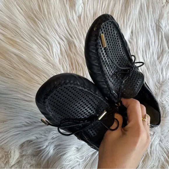 Tory Burch Black Perforated Driving mocassions loafers